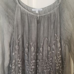 Tempo Paris sheer embroidered long sleeve in grey